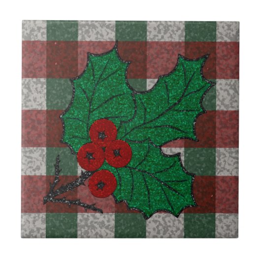 Xmas Gingham 4,25" x 4,25" Fliese (Vorderseite)