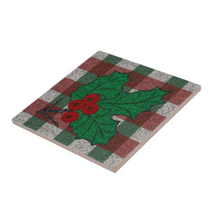 Xmas Gingham 4,25" x 4,25" Fliese