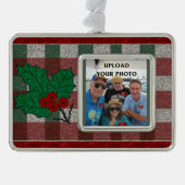 Xmas Gingham - Ihr Foto - Personalisiert Rahmen-Ornament Silber (Vorderseite)