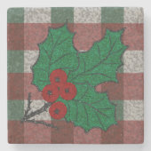 Xmas Gingham Marble aus den 40er Jahren Steinuntersetzer (Vorderseite)