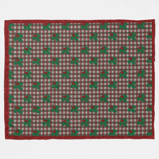 Xmas Gingham Throw Blanket aus den 40er Jahren Fleecedecke (Vorderseite (Horizontal))