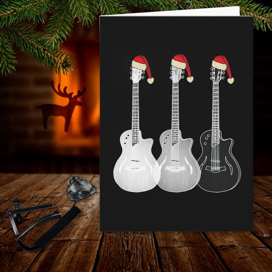 Xmas Gitarre Santa Black und White Karte