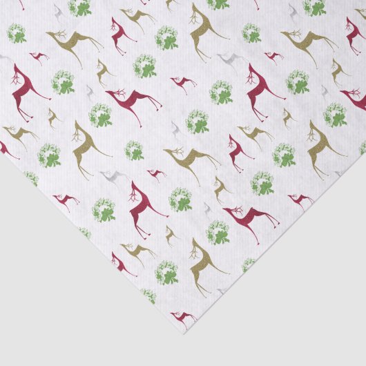 Xmas Glitzer Rentiere mit Kränzen Seidenpapier (Ausschnitt)