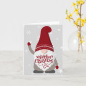 Xmas Gnome Beard Frohe Weihnachten Grau Red Karte (Gelbe Blume)