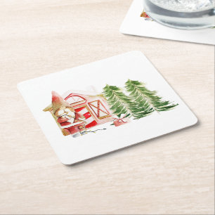 XMAS Gnome-Design 2 Rechteckiger Pappuntersetzer
