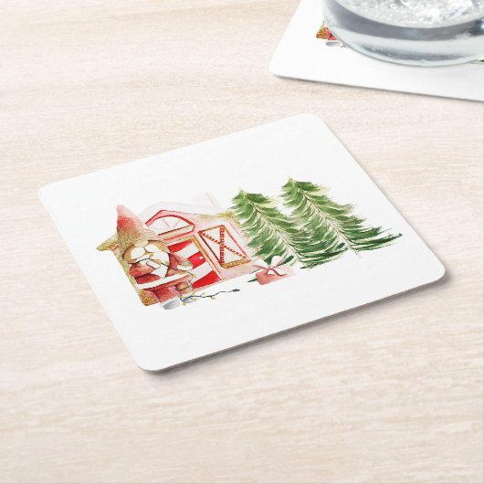 XMAS Gnome-Design 2 Rechteckiger Pappuntersetzer (angewinkelt)