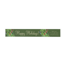 Xmas Gold Green Watercolor Wedding Rücksendeadress