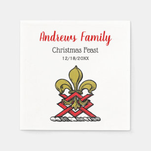 Xmas Gold Red Heraldic Wappen Lilie Emblem Serviette