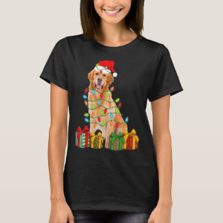 Xmas Golden Retriever Dog Weihnachtslicht Welpe T-Shirt