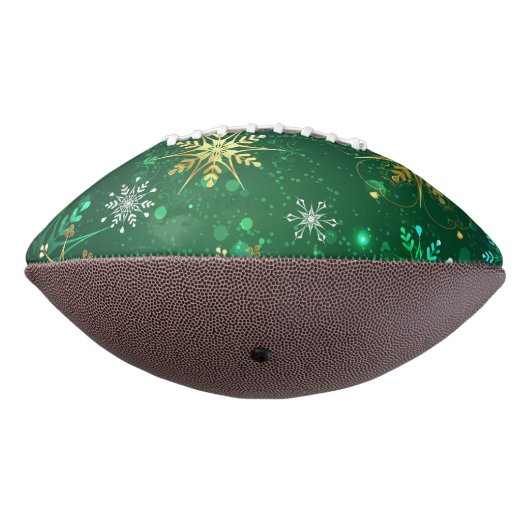 Xmas Golden Snowflakes on Green Background Football (Gedreht 270)