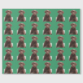 Xmas grüner Hintergrund Schokolade Labrador Hund W Geschenkpapier (Flach)