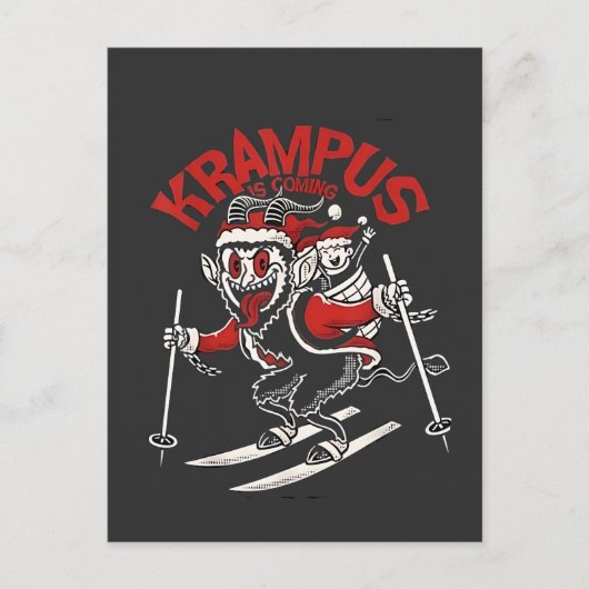 Xmas Gruss Vom Krampus Christmas Devil Ankündigungspostkarte (Vorderseite)