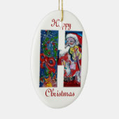 XMAS H SCHREIBEN /SANTA CLAUS MIT VIOLIN MONOGRAMM KERAMIKORNAMENT (Rechts)
