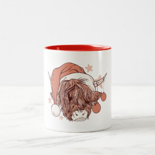 Xmas Highland-Kuh - Weihnachtliches Landleben Zweifarbige Tasse