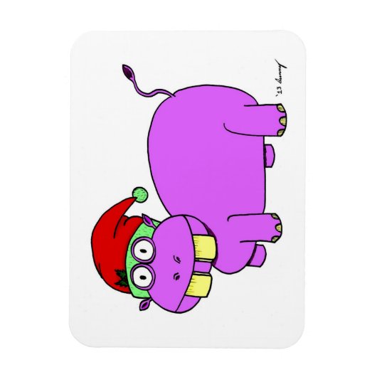 Xmas Hippo Flexible Magnet (Vertikal)