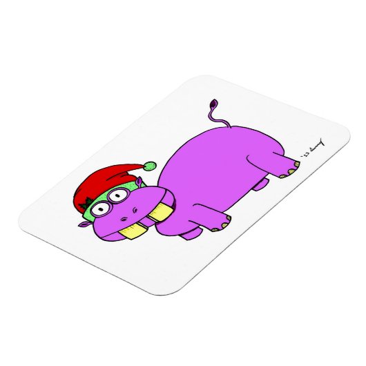 Xmas Hippo Flexible Magnet (Linke Seite)
