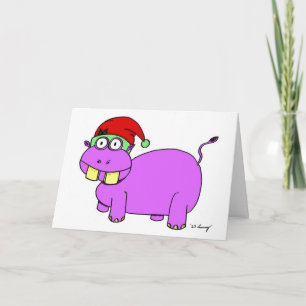 Xmas Hippo "Have a Hippo Little Christmas" Card Feiertagskarte