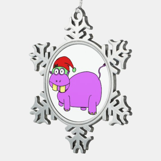Xmas Hippo Pewter Ornament (Rechts)