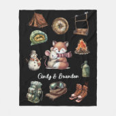 Xmas Holiday Couple Adventure Fox Maus Schwarz Fleecedecke (Vorderseite)
