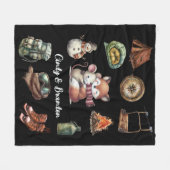 Xmas Holiday Couple Adventure Fox Maus Schwarz Fleecedecke (Vorderseite (Horizontal))