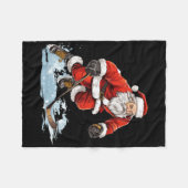 Xmas Holiday Fun Santa Playing Ice Hockey Christma Fleecedecke (Vorderseite (Horizontal))