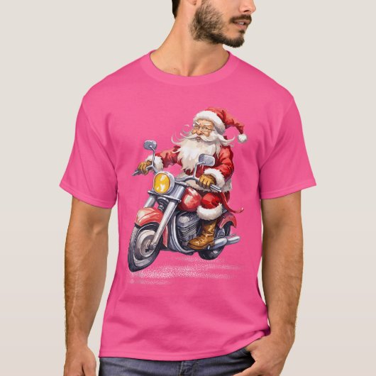 Xmas Holiday Funny Santa Ride Motorbike Christmas T-Shirt (Vorderseite)