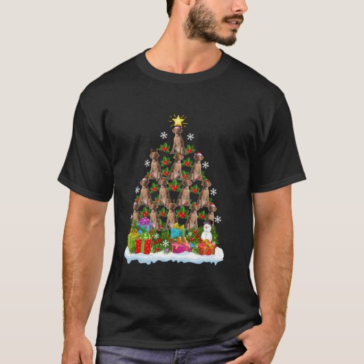 Xmas Holiday Funny Santa Vizsla Dog Christmas Tree T-Shirt (Vorderseite)