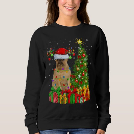 Xmas Holiday Light Santa Brussels Griffon Dog Chri Sweatshirt (Vorderseite)