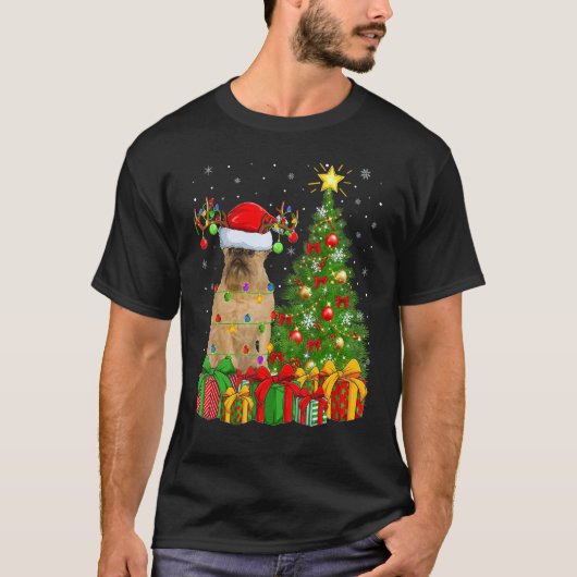 Xmas Holiday Light Santa Brussels Griffon Dog Chri T-Shirt (Vorderseite)