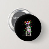 Xmas Holiday Lighting Santa Border Collie Dog Chri Button (Vorne & Hinten)