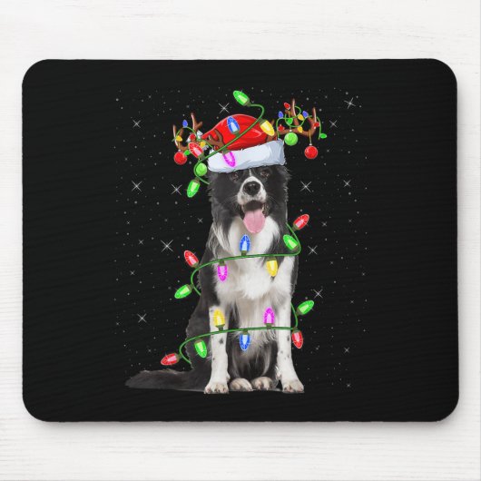 Xmas Holiday Lighting Santa Border Collie Dog Chri Mousepad (Vorne)