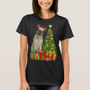 Xmas Holiday Lights Santa Bullmastiff Dog Christma T-Shirt