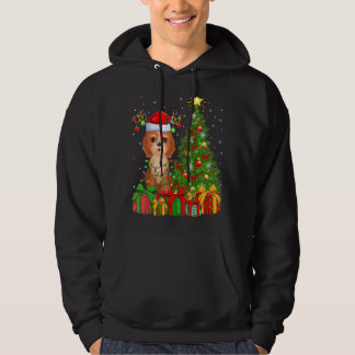 Xmas Holiday Lights Santa Cockapoo Dog Christmas T Hoodie