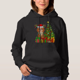 Xmas Holiday Lights Santa Cockapoo Dog Christmas T Hoodie