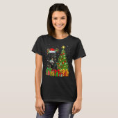Xmas Holiday Lights Santa Giant Schnauzer Dog Chri T-Shirt (Vorne ganz)