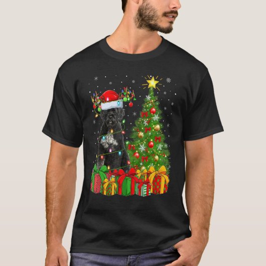 Xmas Holiday Lights Santa Giant Schnauzer Dog Chri T-Shirt (Vorderseite)