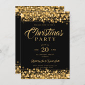 Xmas Holiday Party Gold String Lights Einladung (Vorne/Hinten)