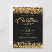 Xmas Holiday Party Gold String Lights Einladung (Vorderseite)