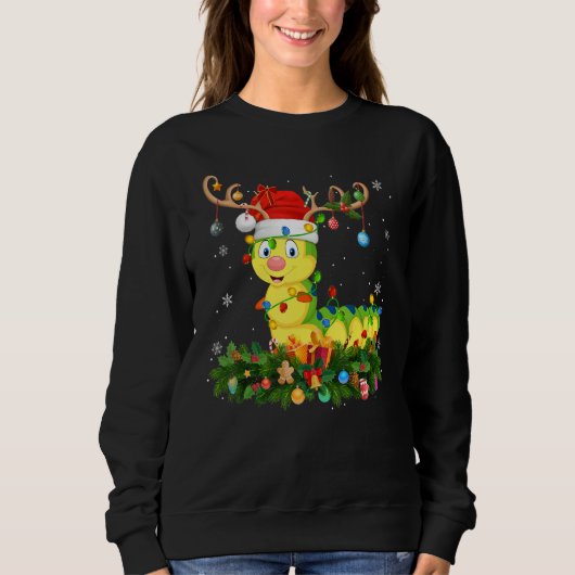 Xmas Holiday Reindeer Hat Santa Caterpillar Christ Sweatshirt (Vorderseite)