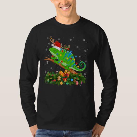 Xmas Holiday Reindeer Hat Santa Chameleon Christma T-Shirt (Vorderseite)
