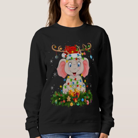 Xmas Holiday Reindeer Hat Santa Elephant Christmas Sweatshirt (Vorderseite)
