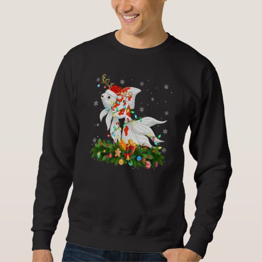 Xmas Holiday Reindeer Hat Santa Goldfish Christmas Sweatshirt (Vorderseite)