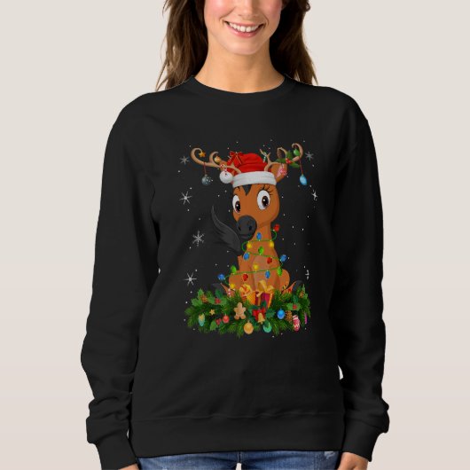 Xmas Holiday Reindeer Hat Santa Horse Christmas Sweatshirt (Vorderseite)