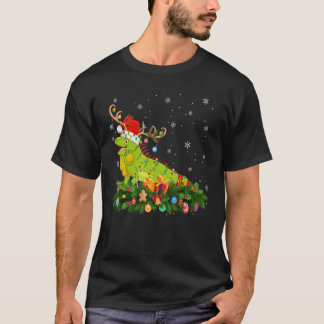 Xmas Holiday Reindeer Hat Santa Iguana Weihnachten T-Shirt