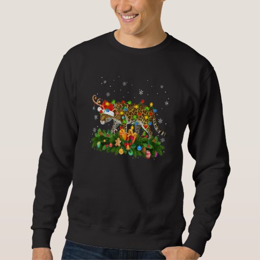 Xmas Holiday Reindeer Hat Santa Jaguar Christmas Sweatshirt (Vorderseite)