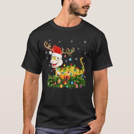Xmas Holiday Reindeer Hat Santa Lizard Christmas T-Shirt (Vorderseite)