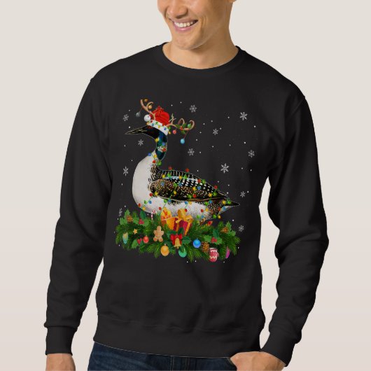 Xmas Holiday Reindeer Hat Santa Loon Bird Christma Sweatshirt (Vorderseite)