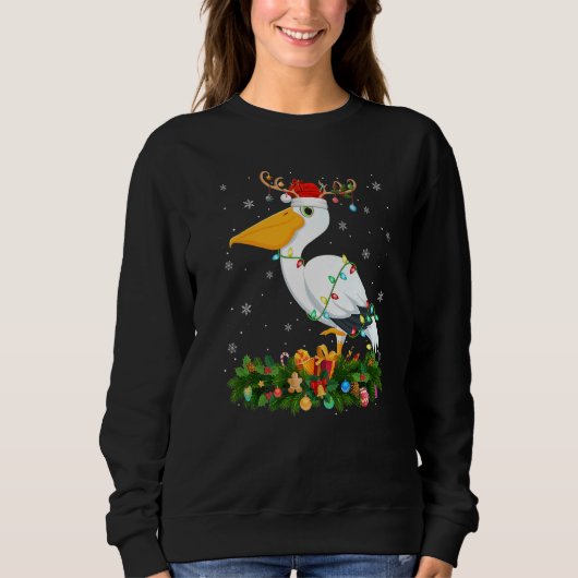 Xmas Holiday Reindeer Hat Santa Pelican Bird Chris Sweatshirt (Vorderseite)