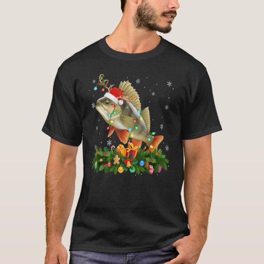 Xmas Holiday Reindeer Hat Santa Perch Fish Christm T-Shirt (Vorderseite)