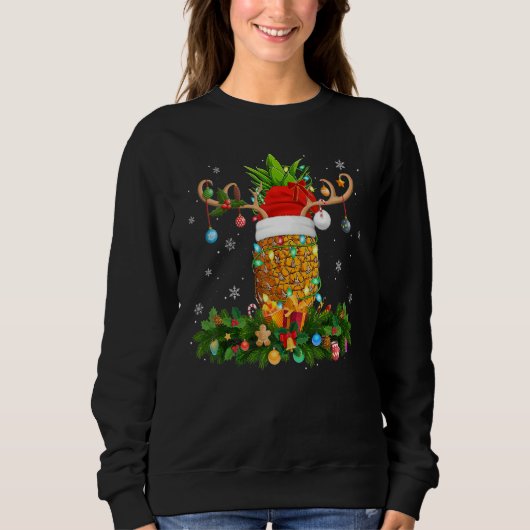 Xmas Holiday Reindeer Hat Santa Pineapple Fruit Ch Sweatshirt (Vorderseite)